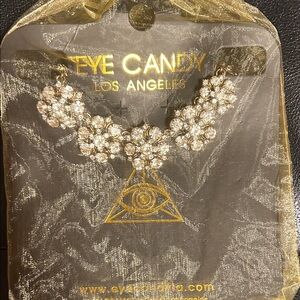 NWOT! Eye Canada Los Angeles Statement Necklace, Gold & Cubic Zirconia